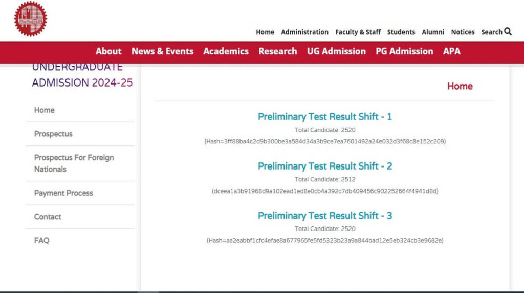 BUET Preli Result 2025 MCQ Out